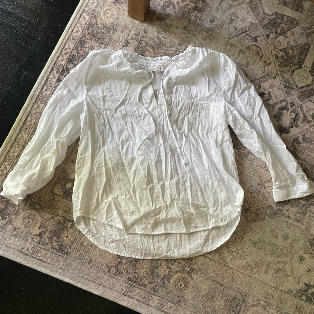 LOFT White Button Down Shirt for Women